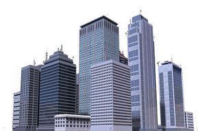 Office buildings on white background